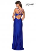 Picture of: Form Fitting Long Jersey Dress with Plunging Neckline in Royal Blue, Style: 27602, Detail Picture 4