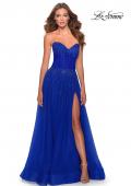 Picture of: Strapless Beaded Prom Gown with Slit and Pockets in Royal Blue, Style 28603, Detail Picture 4
