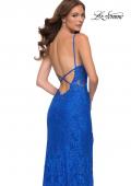 Picture of: Stretch Lace Long Dress with Deep V Neckline in Royal Blue, Style 29842, Detail Picture 4