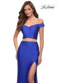 Picture of: Rhinestone Off the Shoulder Jersey Two Piece Prom Dress in Royal Blue, Style 29951, Detail Picture 4