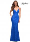 Picture of: Lace Prom Dress with Illusion Embellished Sides in Blue, Style: 30474, Detail Picture 4