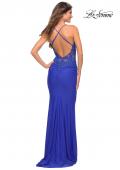Picture of: Prom Dress with Illusion Lace Sides and Ruching in Royal Blue, Detail Picture 4