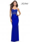 Picture of: Sweetheart Strapless Jersey Gown with Lace Sheer Bodice in Royal Blue, Style: 31180, Detail Picture 4