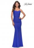 Picture of: Jeweled Modified Scoop Neck Jersey Dress with Open Back in Royal Blue, Style: 31218, Detail Picture 4