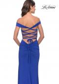 Picture of: Rhinestone Off the Shoulder Dress with Lace Up Back in Royal Blue, Style: 31276, Detail Picture 4