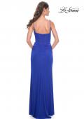 Picture of: Net Jersey Fitted Dress with Ruched Bustier Top in Royal Blue, Style: 32239, Detail Picture 4