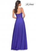 Picture of: Chiffon and Lace Gown with Bustier Top in Blue, Style: 32276, Detail Picture 4