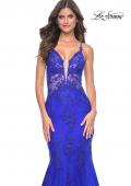 Picture of: Mermaid Tulle and Lace Dress with Strappy Back in Royal Blue, Style: 32305, Detail Picture 4