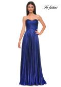 Picture of: Textured Chiffon Flowy Strapless Evening Dress in Royal Blue, Style 32382, Detail Picture 4