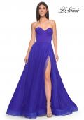 Picture of: A-Line Tulle Dress with Satin Corset Bodice in Royal Blue, Style: 32424, Detail Picture 4