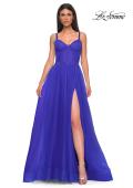 Picture of: A-line Prom Dress with Tulle Skirt and Rhinestone Belt in Royal Blue, Style 32656, Detail Picture 4