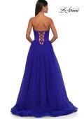 Picture of: A-line Tulle Dress with Satin Top and Rhinestone Neckline in Royal Blue, Style: 32731, Detail Picture 4