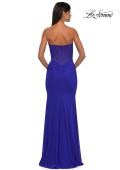 Picture of: Simple Net Jersey Prom Dress with Unique Corset Bodice in Royal Blue, Style: 32734, Detail Picture 4