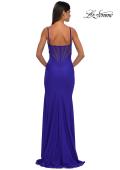 Picture of: Stretch Jersey Prom Dress with Ruched Waist and V Neckline in Royal Blue, Style: 32938, Detail Picture 4