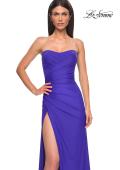 Picture of: Strapless Prom Dress with Side Ruching and Lace Up Back in Royal Blue, Style 33012, Detail Picture 4