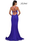 Picture of: Fitted Jersey Prom Dress with High Side Slit in Royal Blue, Style: 33080, Detail Picture 4