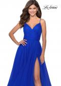 Picture of: Long Tulle A-line Prom Gown with Side Slit and Pockets in Royal Blue, Style: 28561, Detail Picture 5