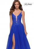 Picture of: Tulle A Line Gown with Lace Rhinestone Bodice in Royal Blue, Style 29686, Detail Picture 5