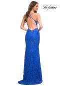 Picture of: Lace Prom Dress with Illusion Embellished Sides in Royal Blue, Detail Picture 5