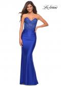 Picture of: Stunning Strapless Jeweled Lace and Jersey Dress in Royal Blue, Detail Picture 5