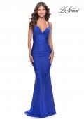 Picture of: Embellished Rhinestone Jersey Long Dress with Lace Up Back in Royal Blue, Style: 30996, Detail Picture 5