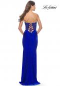 Picture of: Sweetheart Strapless Jersey Gown with Lace Sheer Bodice in Royal Blue, Style: 31180, Detail Picture 5