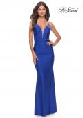 Picture of: Beaded Lace Bodice with Sheer Waist Long Jersey Gown in Royal Blue, Style: 31301, Detail Picture 5