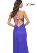 Picture of: Rhinestone Embellished Fitted Dress with Illusion Bustier Top in Blue, Style: 31701, Detail Picture 5