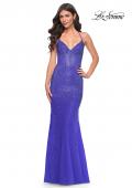 Picture of: Stunning Rhinestone Embellished Fitted Tulle Dress in Blue, Style: 32007, Detail Picture 5