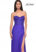 Picture of: Lace Bustier Strapless Dress with Ruched Jersey Skirt in Royal Blue, Style: 32234, Detail Picture 5