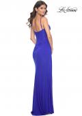 Picture of: Net Jersey Fitted Dress with Ruched Bustier Top in Royal Blue, Style: 32239, Detail Picture 5