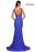 Picture of: Mermaid Stretch Lace Gown with Corset Top in Royal Blue, Style: 32420, Detail Picture 5