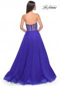 Picture of: A-Line Tulle Dress with Satin Corset Bodice in Royal Blue, Style: 32424, Detail Picture 5