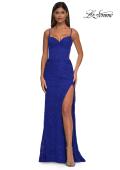 Picture of: Stretch Lace Prom Dress with Illusion Back and Sides in Royal Blue, Style: 32529, Detail Picture 5