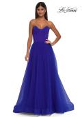 Picture of: A-line Tulle Dress with Satin Top and Rhinestone Neckline in Royal Blue, Style: 32731, Detail Picture 5