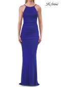 Picture of: Fitted Jersey Gown with Open Back and Ruching in Royal Blue, Style: 33644, Detail Picture 5