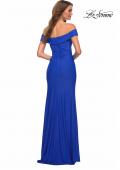 Picture of: Off the Shoulder Long Jersey Gown with Ruffle in Blue, Style: 30703, Detail Picture 6