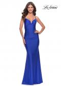 Picture of: Rhinestone Ruched Jersey Prom Dress with Lace Up Back in Royal Blue, Style: 31201, Detail Picture 6