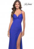 Picture of: Soft Jersey Dress with Knot Detail on Bust and Hip in Royal Blue, Style: 31516, Detail Picture 6