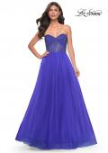 Picture of: A-Line Tulle Prom Dress with Rhinestone Fishnet Bodice in Blue, Style: 32216, Detail Picture 6