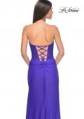 Picture of: Lace Bustier Strapless Dress with Ruched Jersey Skirt in Royal Blue, Style: 32234, Detail Picture 6