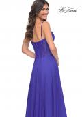 Picture of: Chiffon and Lace Gown with Bustier Top in Blue, Style: 32276, Detail Picture 6