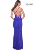 Picture of: Rhinestone Embellished Ruched Prom Dress with Draped Neckline in Royal Blue, Style: 32327, Detail Picture 6