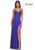 Picture of: Rhinestone Embellished Fishnet Dress with Lace Details in Royal Blue, Style: 32409, Detail Picture 6