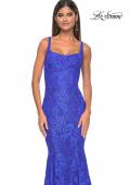 Picture of: Mermaid Stretch Lace Gown with Corset Top in Royal Blue, Style: 32420, Detail Picture 6