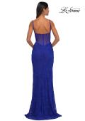 Picture of: Stretch Lace Prom Dress with Illusion Back and Sides in Royal Blue, Style: 32529, Detail Picture 6