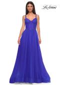 Picture of: A-line Prom Dress with Tulle Skirt and Rhinestone Belt in Royal Blue, Style 32656, Detail Picture 6