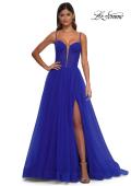 Picture of: Tulle Prom Dress with A-Line Skirt and Ruched Corset Top in Royal Blue, Style: 32700, Detail Picture 6
