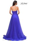 Picture of: Strapless A-line Tulle Dress with Floral Waist Detail in Royal Blue, Style 32789, Detail Picture 6