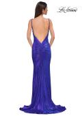 Picture of: Metallic Jersey Dress with Low Back and Ruching in Royal Blue, Style 32932, Detail Picture 6